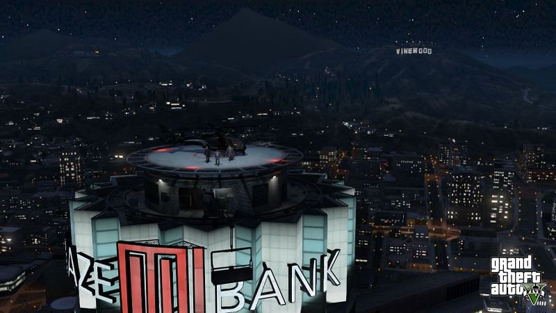 The top of Maze Bank Tower in GTA Online (Image via Rockstar Games)
