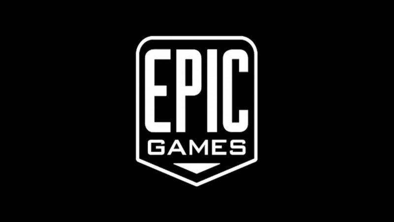 Epic Games -logoet vises i hvidt på en sort baggrund.