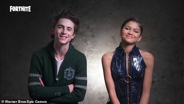 Teaming up: Den 25-årige Emmy-vinder og Oscar-nominerede Timothée, 25, promoverede Dune x Fortnite Collaboration i en video, der blev offentliggjort på sociale medier