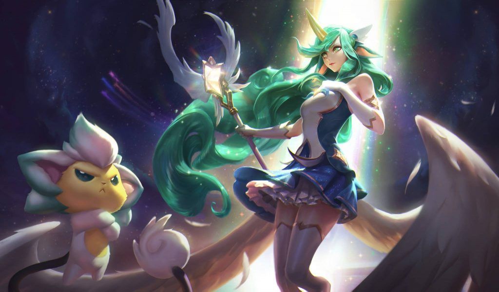Star Guardian Sorakas splash art fra League of Legends.
