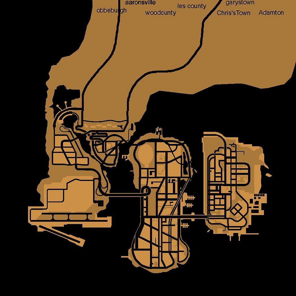 Et kort over GTA 3 ' s Liberty City (Billede via Rockstar Games)