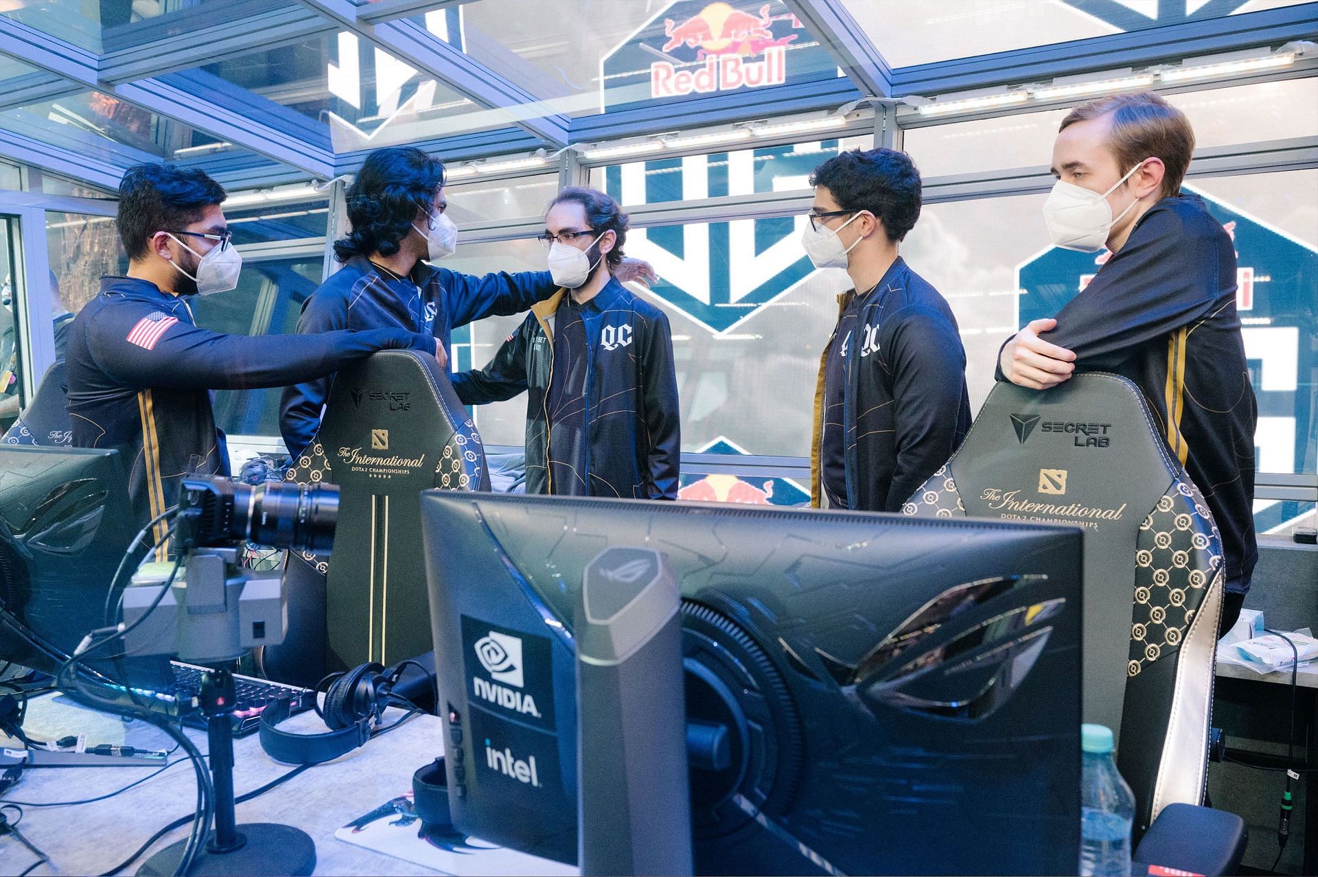 Quincy Crew, alongside all other NA Dota 2 teams, had only qualified for the lower bracket of TI main event (image via dota2ti twitter)