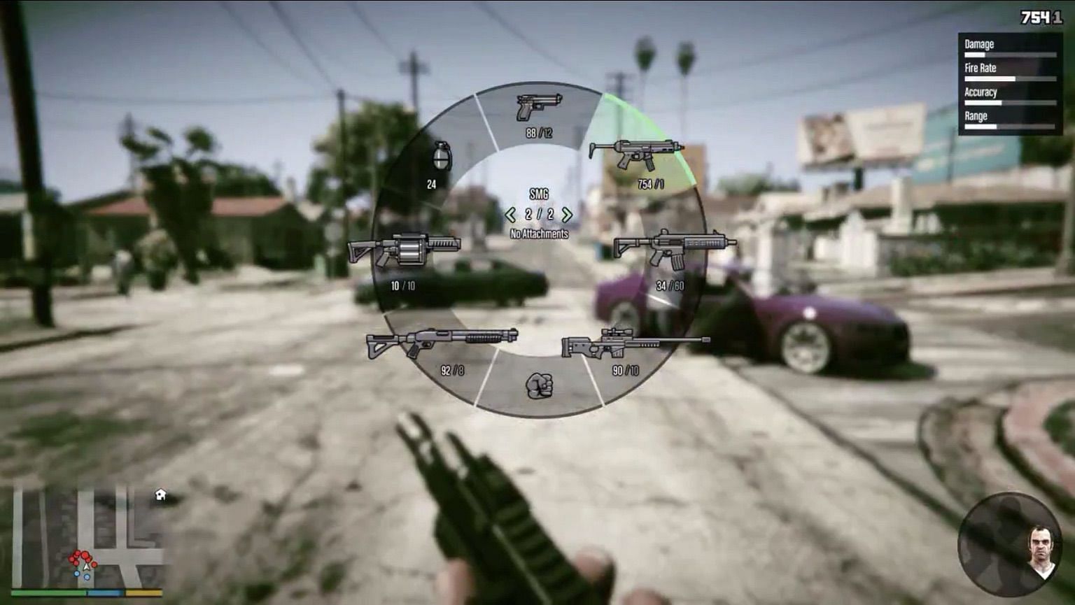 Sådan ser våbenhjulet ud i GTA 5 (Billede via Rockstar Games)