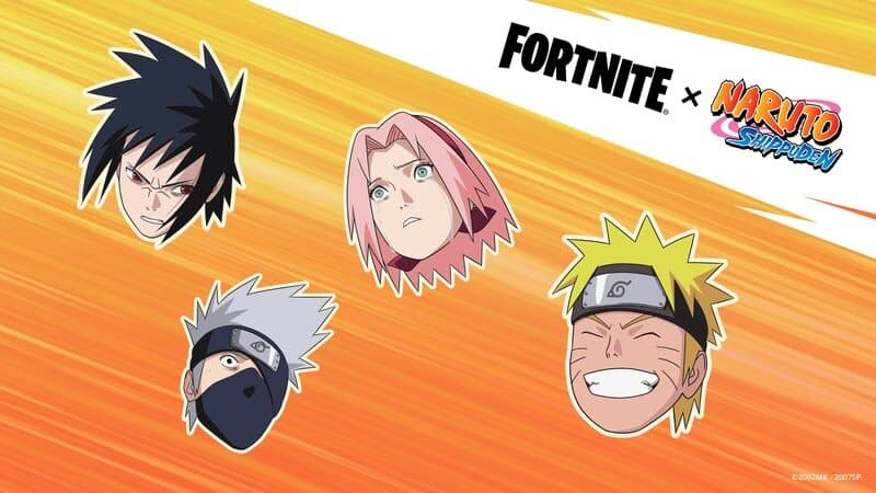 Emotes tilgængelige i Fortnite x Naruto-begivenheden inklusive Naruto, Sasuke, Sakura og Kakashi