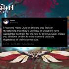 Genshin Impact-fans truer med at afmelde, hvis Twitch-streameren forbliver forbundet med KFC-vindsvævefly