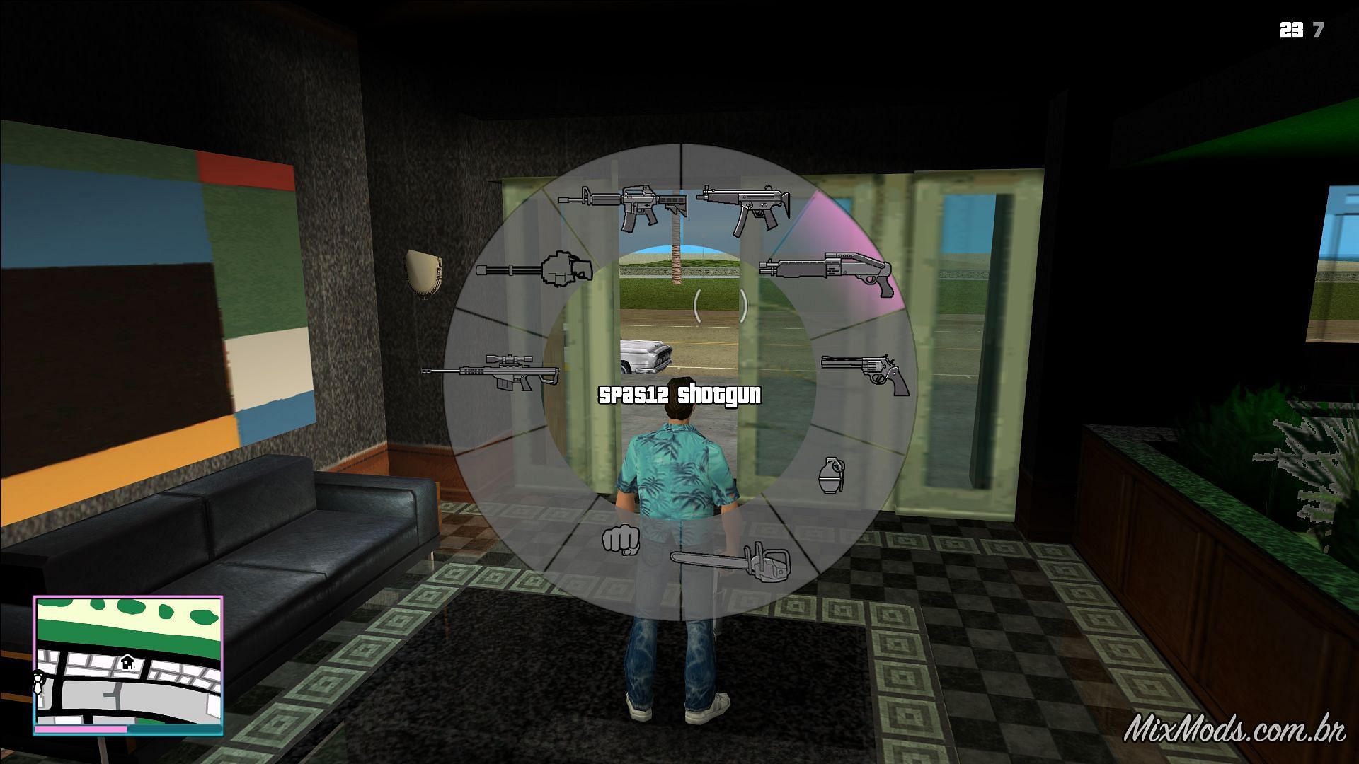 Den GTA 5-lignende HUD i den originale Vice City (Billede via MixMods)
