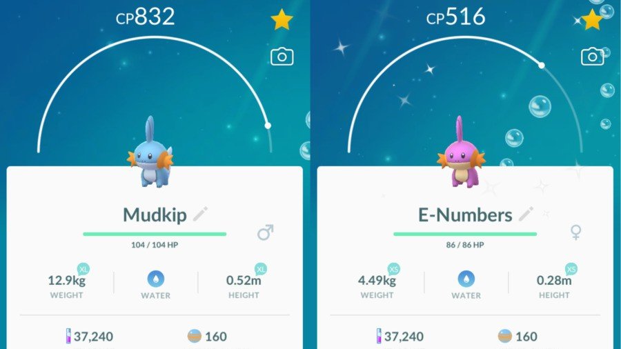 Ralts og skinnende form i Pokémon GO