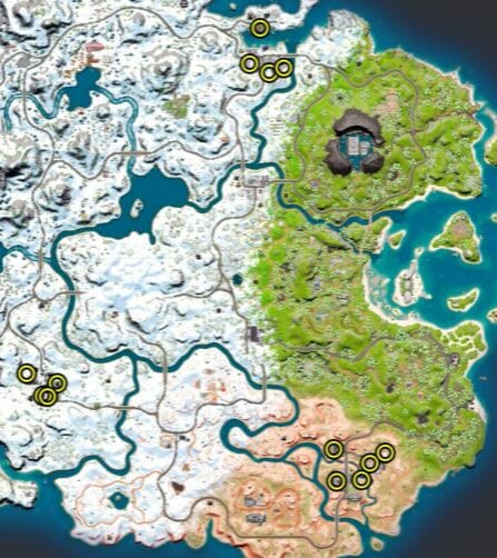 Kort over alle Toy Bioplanes Fortnite Locations