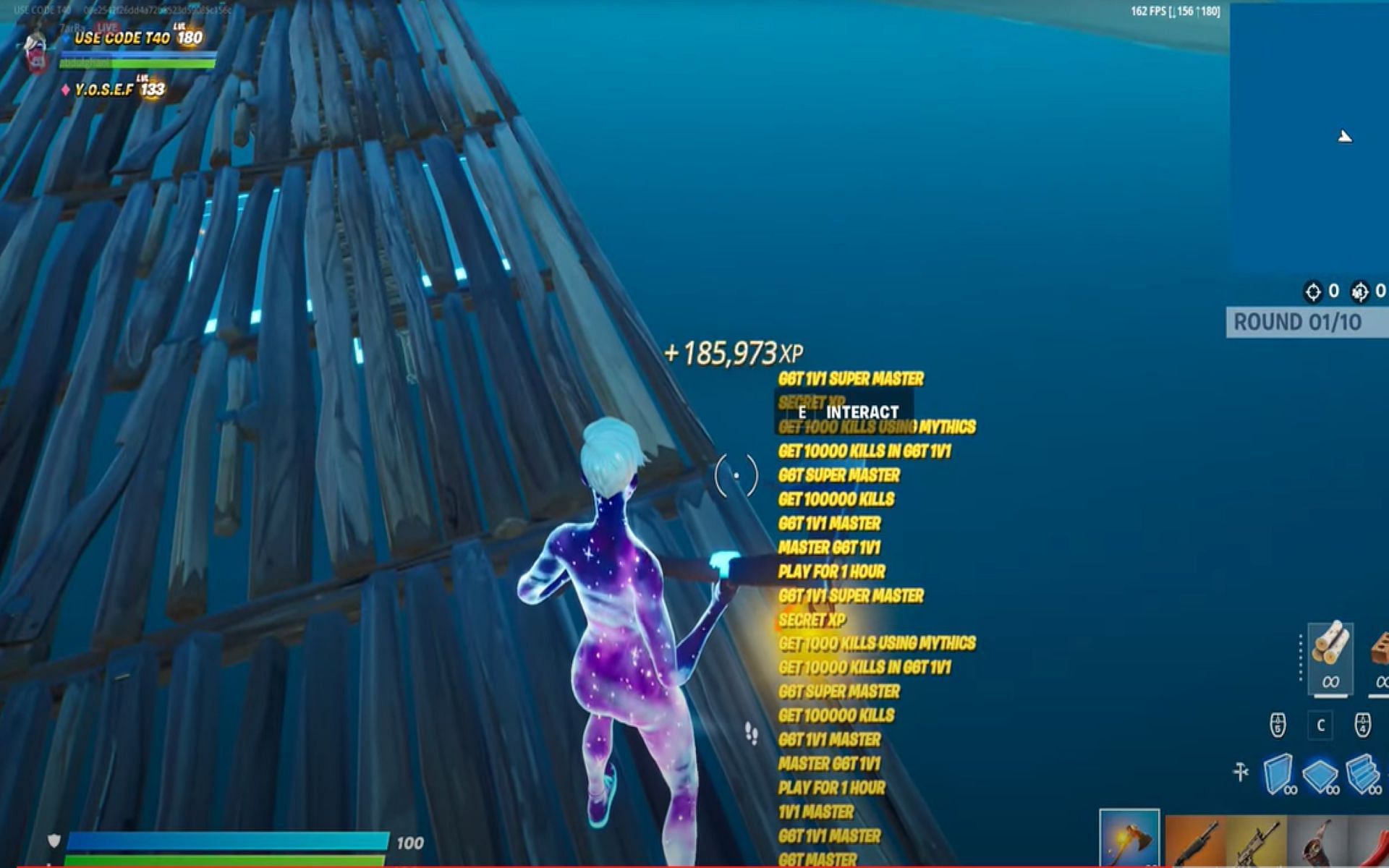 Fortnite XP glitch rewards gamers with over 180,000 XP (Image via Abdalgani/YouTube)