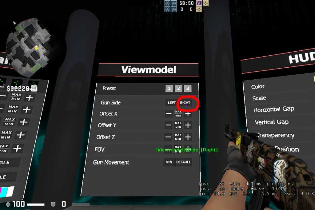 pistol side højre højre