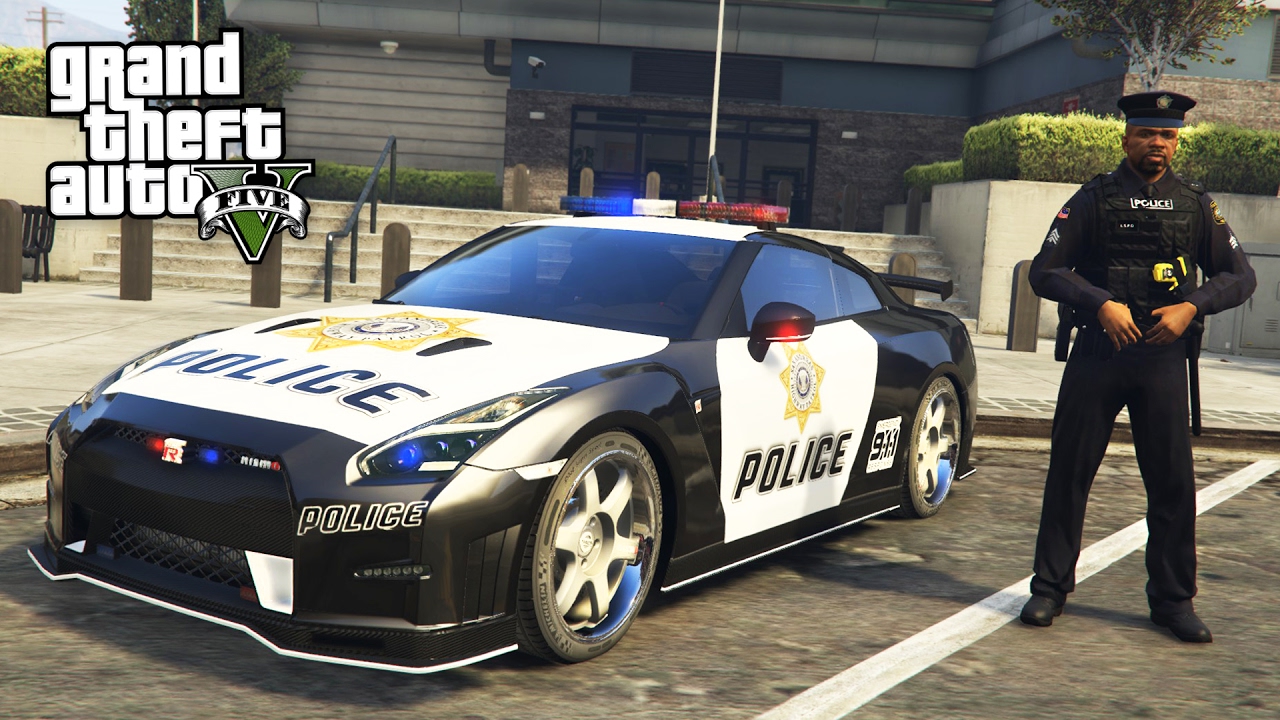 GTA 5 Mods SPIL SOM EN COP MOD!!  GTA 5 Police Nissan GTR