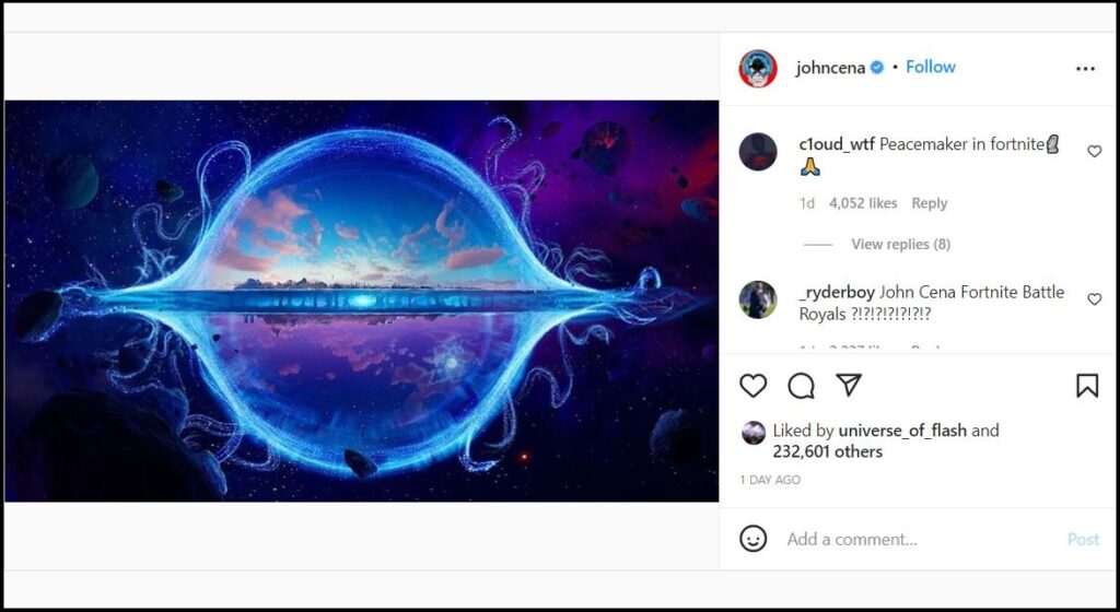 John Cena Instagram-indlæg, der driller Peacemaker-huden