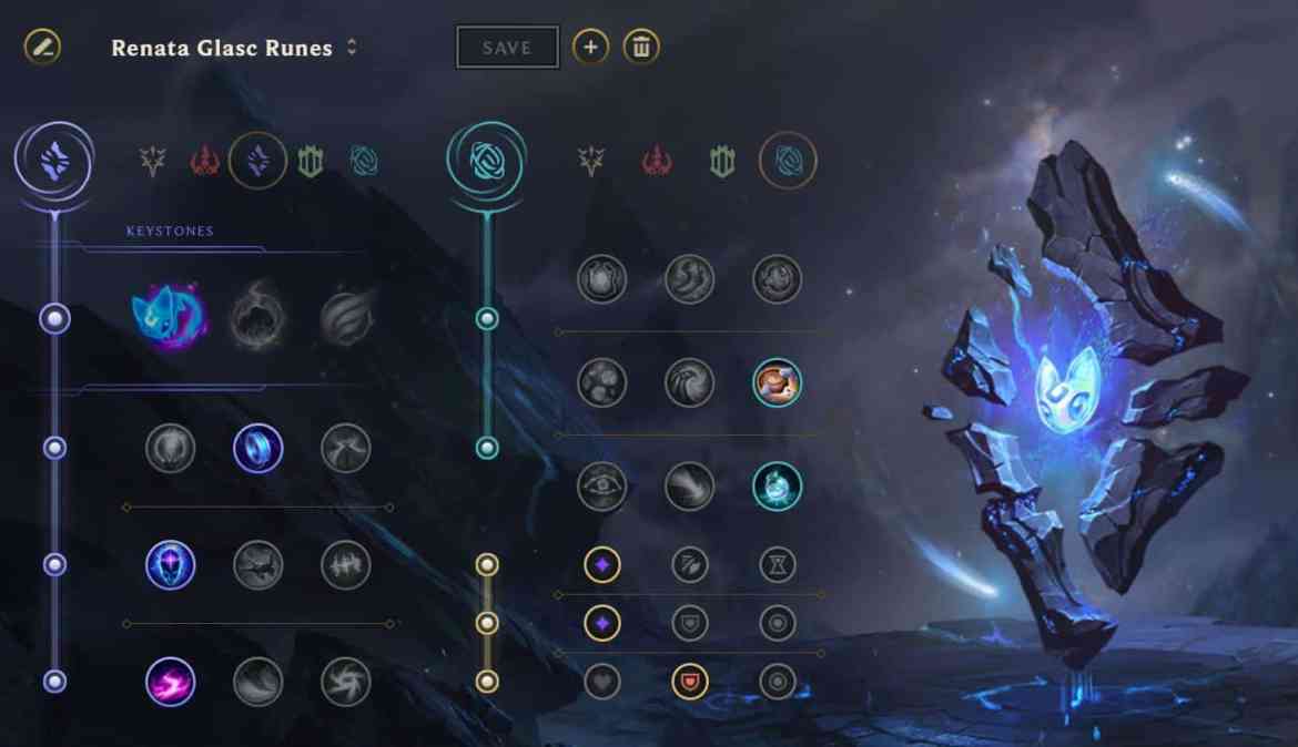 Renata Glasc eksempel på runeside i League of Legends sæson 12 med Summon Aery