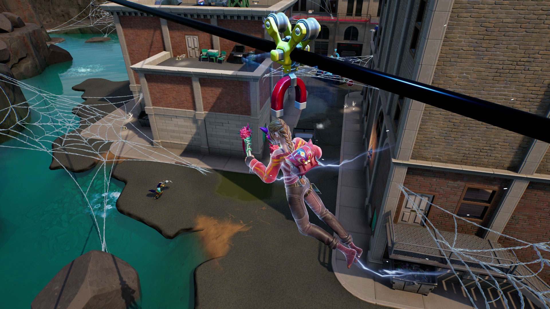 Fortnite Spider-Man's Bouncers for at fange en Zipline