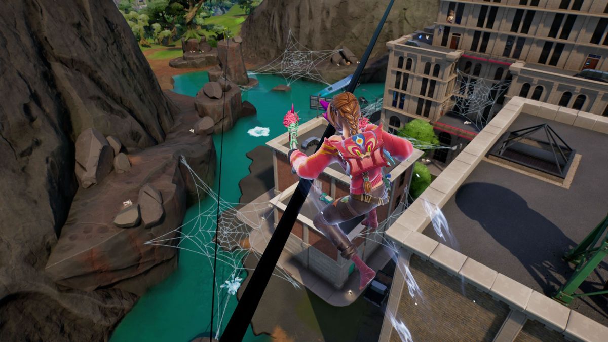 Sådan bruger du Fortnite Spider-Man's Bouncers til at fange en Zipline