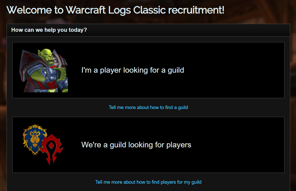Guild Recruitment Feature på Warcraft Logs - Burning Crusade Classic og Season of Mastery