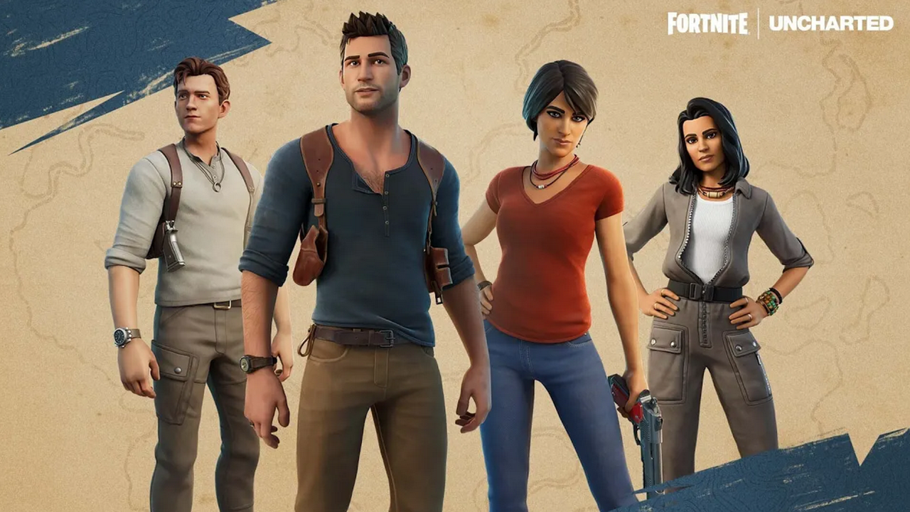 Uncharted film- og videospilversioner af Nathan Drake og Chloe Frazer er på vej til Fortnite