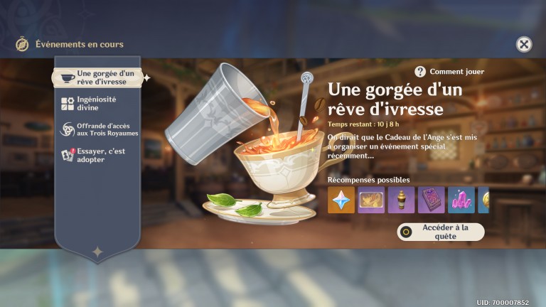 Genshin Impact, l'événement "Une gorgée d'un rêve d'ivresse" : notre guide