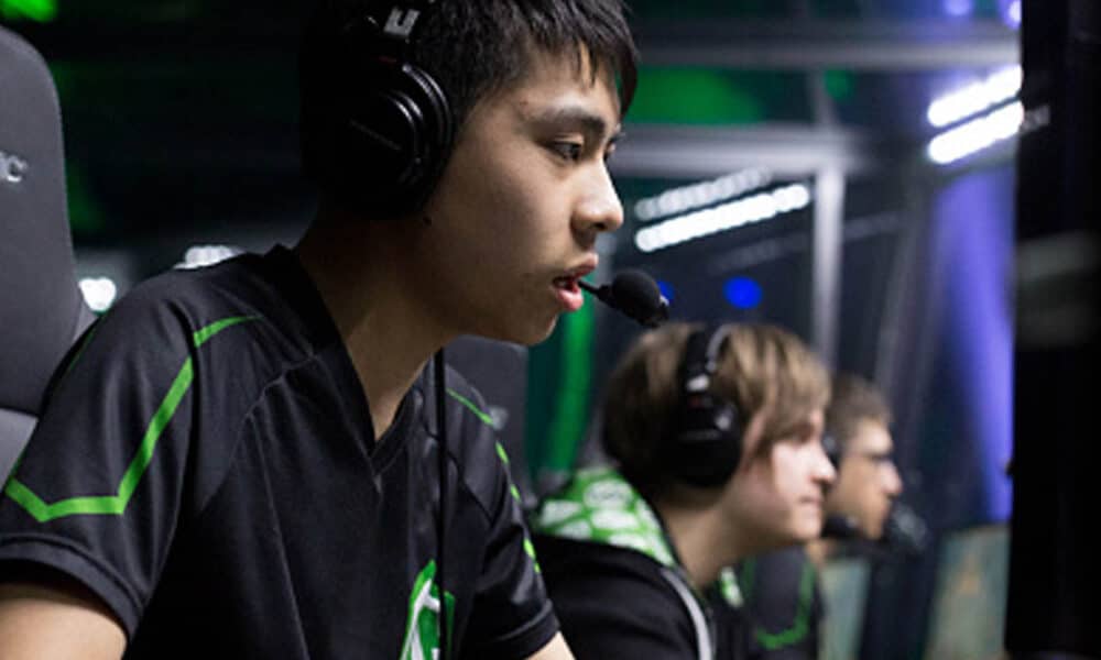 Anathan Pham of European team OG competes in the finals during the Boston Major Dota 2 tournament
