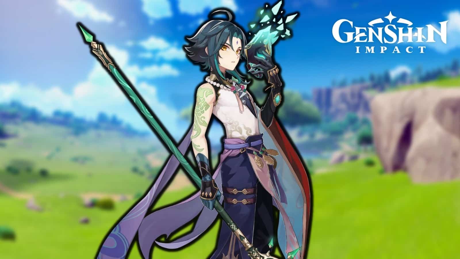 Xiao standing in a field