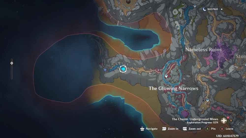 Genshin Impact Orb of Blue Depths West Glowing Narrows Kort (1)
