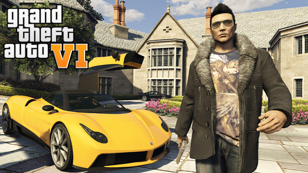 GTA Online karakter med en bil og et hus