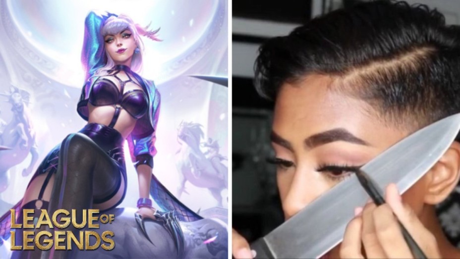 LoL: Une artiste recréé le meme de l'eyeliner au couteau med Evelynn