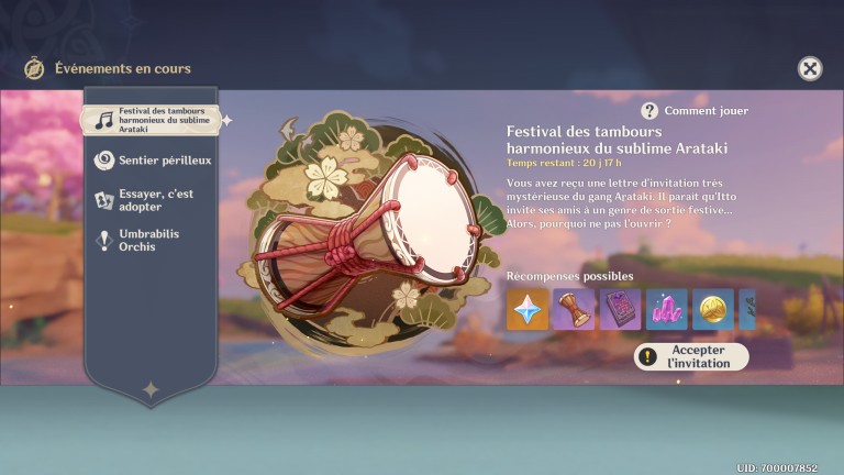 Genshin Impact 2.7, événement "Festival des Tambours harmonieux du sublime Arataki" : notre guide