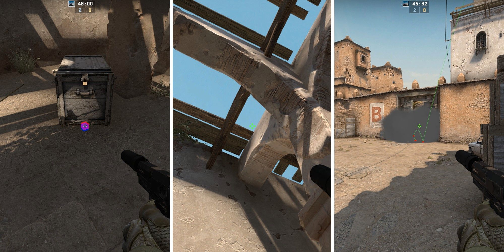 CSGO 2 øvre tunnelstøv til røgspot B til døre