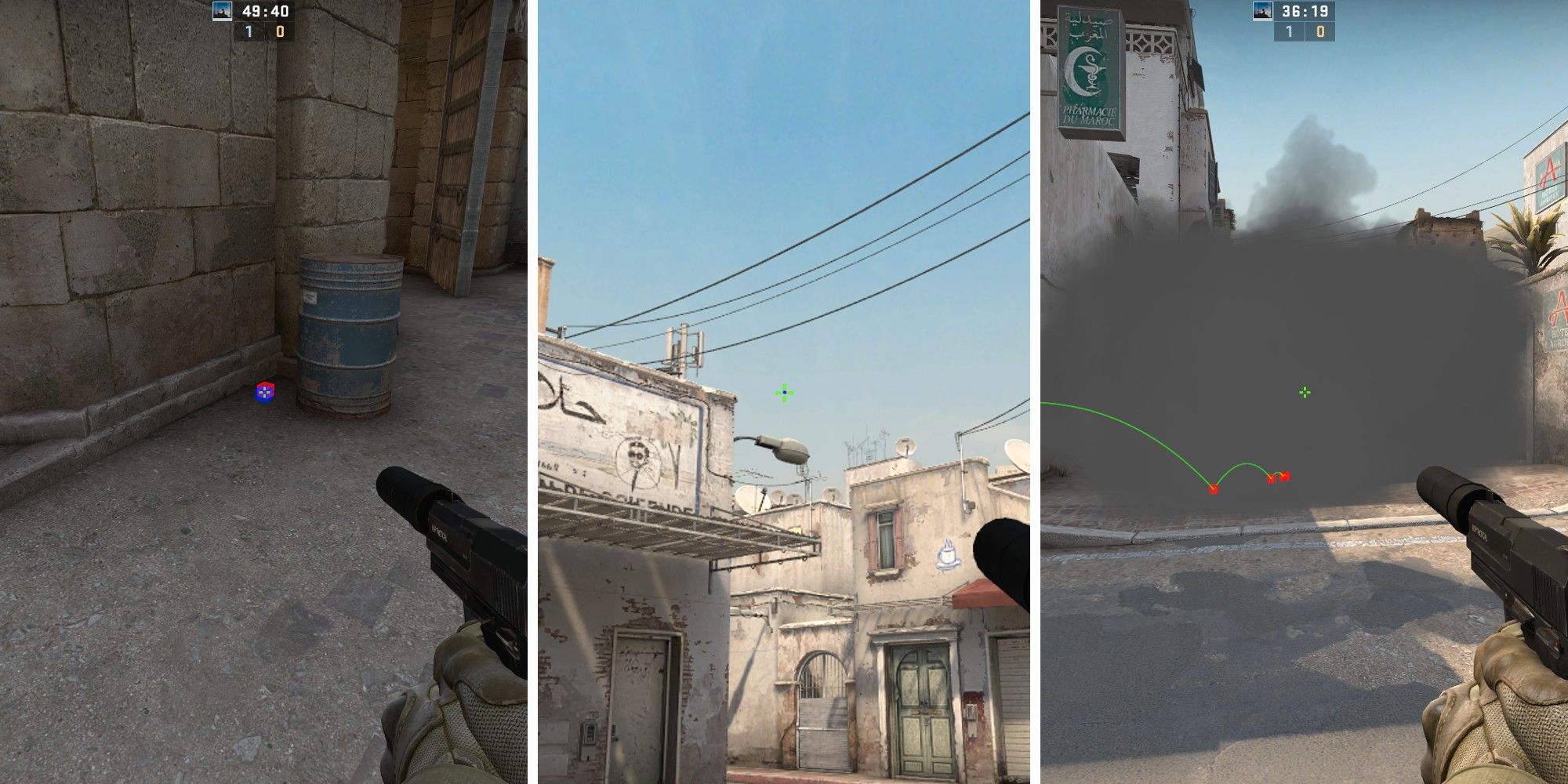 CSGO 2 støv under en røgplet på stedet