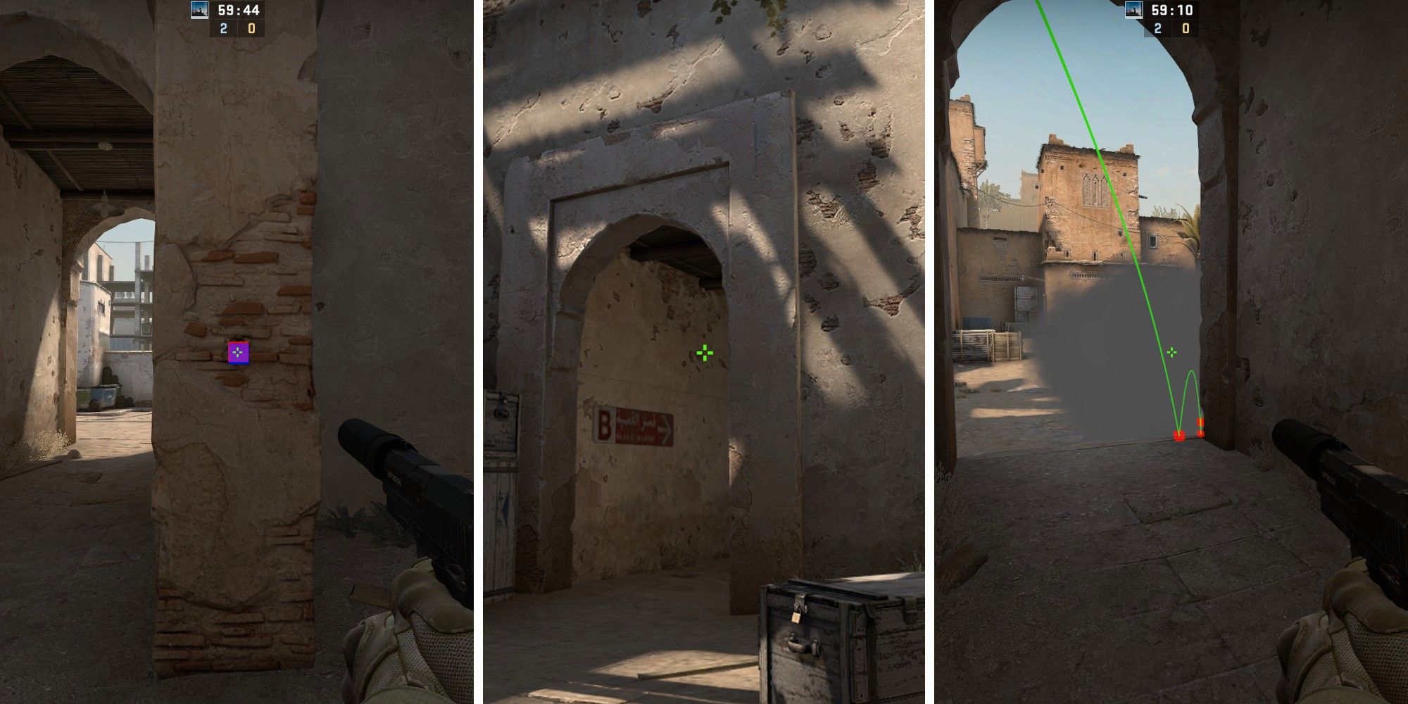 CSGO 2 Øvre Tunnel Støv til Site B .  Røgplet