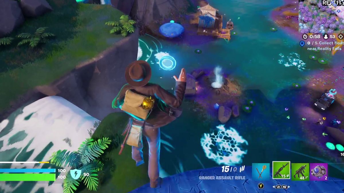 Sådan samler du Fortnite flydende ringe nær Reality Falls