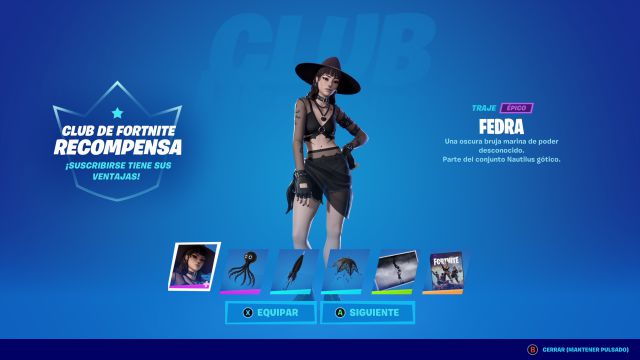 fortnite club juli 2022 new skin fedra hvordan får man det