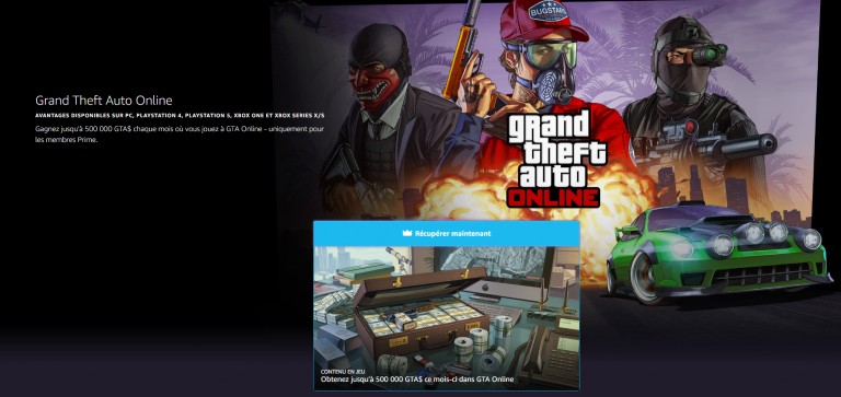 GTA 5 Online: kommentar récupérer 500 000 dollars GTA via Prime Gaming?