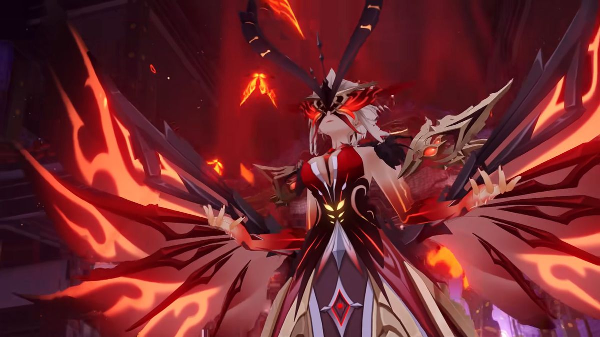 La Signora som hendes ildform i Genshin Impact