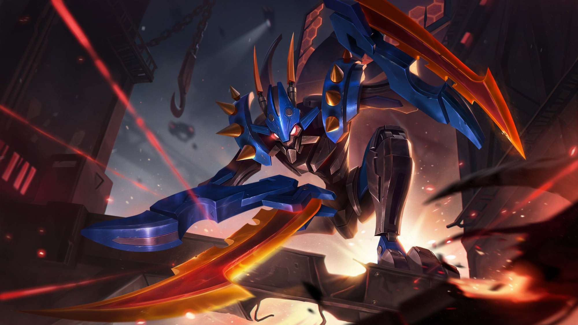 Kha'Zix Machines har også en unik baggrund, der adskiller sig fra det originale skin.