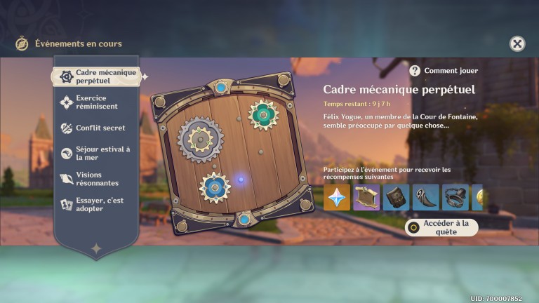 Genshin Impact, Cadre mécanique perpetuel : En quoi consiste le nouvel événement ?  420 primo-gemmes à récupérer