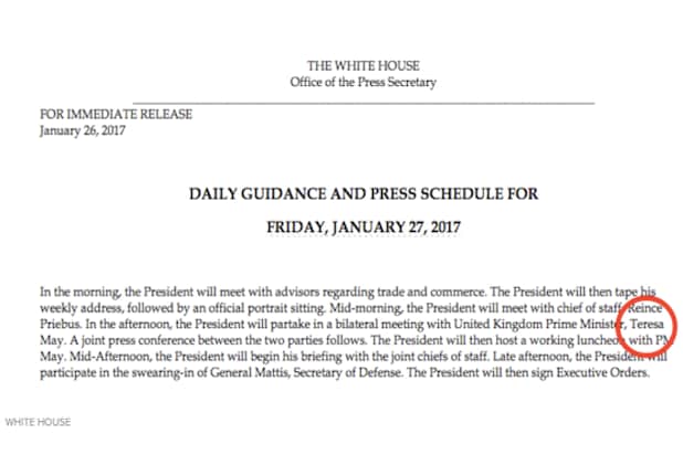 Donald Trump Theresa kan skrivefejl i pressemeddelelsen Donald Trump Theresa kan skrivefejl i pressemeddelelsen