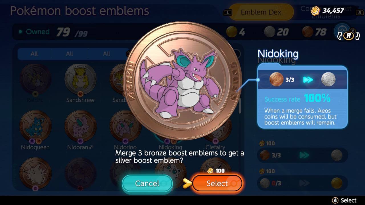 Valget om at slå tre Nidoking Boost-emblemer i bronze sammen
