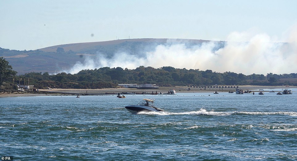 Kraftig røg steg fra stedet på Studland Heath, Dorset fredag