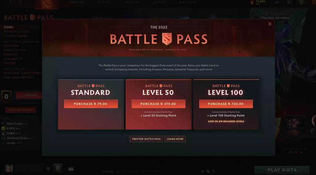 dota 2 battle pass 2022 prispakker
