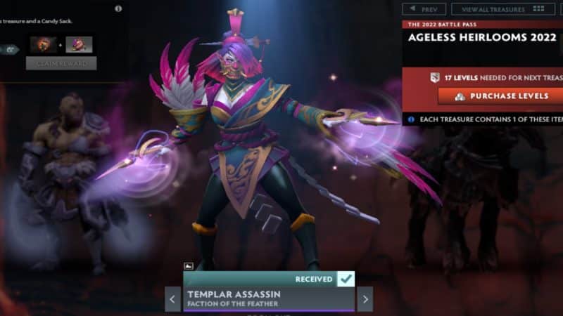 Templar Assassin bærer vilde fjer i kamp