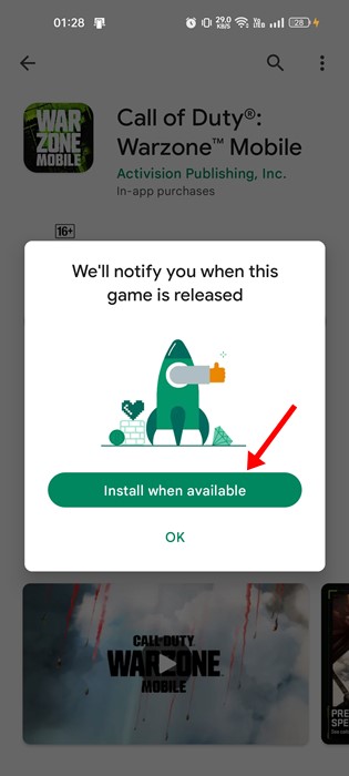 Installer, når det er tilgængeligt