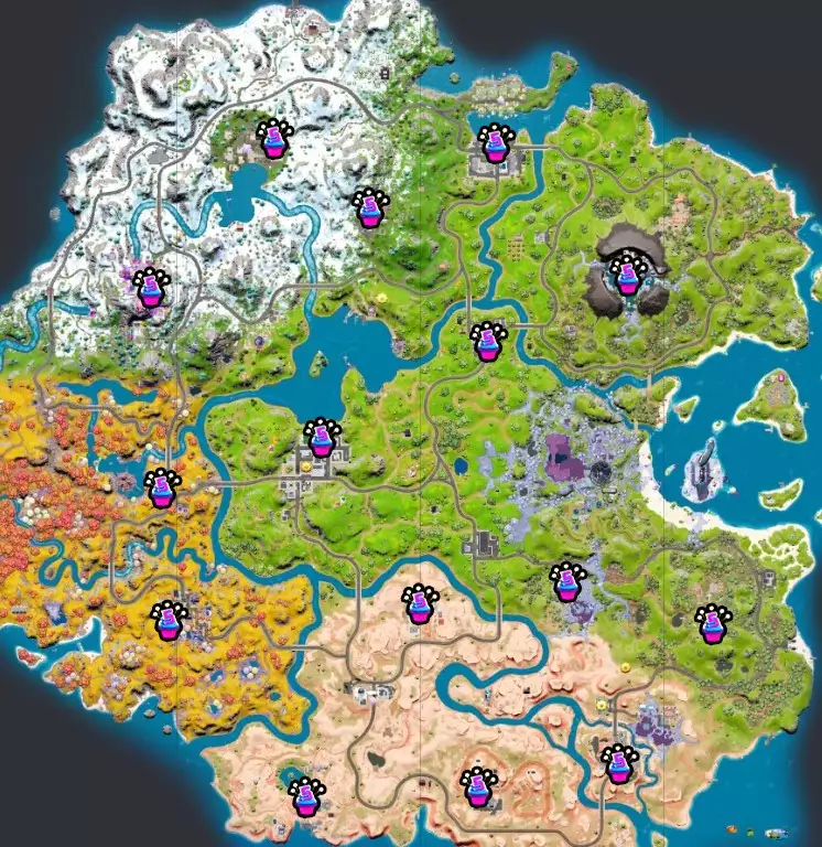hvor kan man finde fødselsdagskage i fortnite sæson 4 paradis 5-års fødselsdag begivenhed