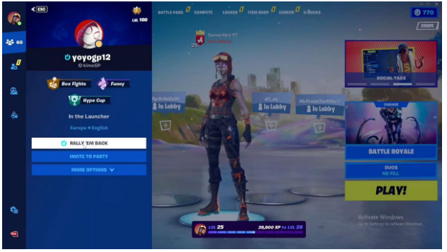 Sådan samler du dine venner fra deres profil i Fortnite
