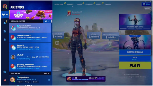 Sådan samler du dine venner fra deres profil i Fortnite