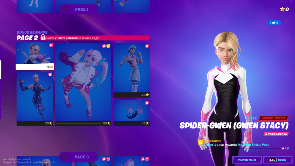 Spider-Gwen uden sin maske, viser hendes ansigt og blonde hår med lyserøde highlights