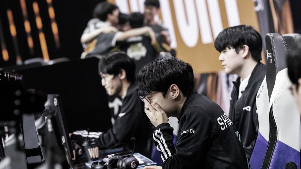 Hjertesorg for verdensmestrene i 2020, der tabte den femte kamp i kvartfinalen.  (Foto: Riot Games)