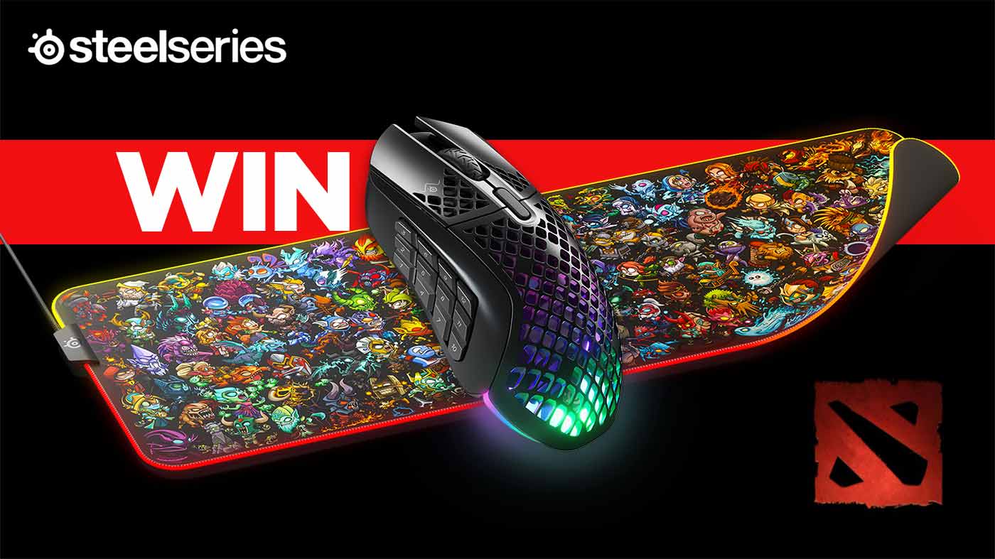 DOTA 2 SteelSeries QcK Prism XL musemåtte + Aerox 9 trådløs mus