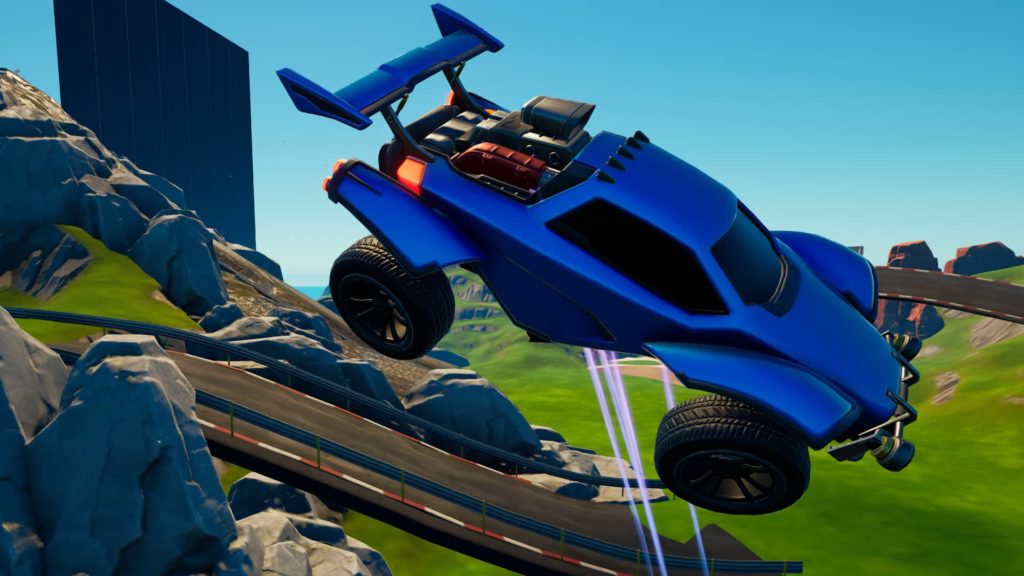 Et billede af Fortnite Open World Rocket League Race Map, der viser oktantallet, der hopper højt